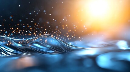 Poster - Digital lattice waves abstract technology holographic environment advanced blockchain concept futuristic viewpoint oceanic aesthetics