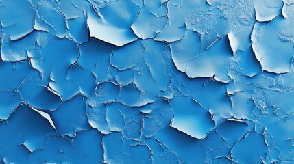 Poster - Abstract close-up of textured blue paint with peeling layers showcasing a mix of vibrant and faded tones, creating a visually captivating background for artistic designs