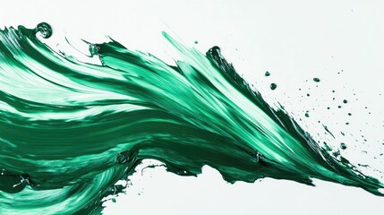 Poster - Vibrant Green Paint Stroke on a White Background Showcasing Abstract Art and Creative Expressions for Artistic Projects and Design Inspirations