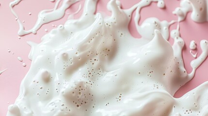 Poster - Abstract White Foam Texture on Soft Pink Background for Creative Design, Wallpaper, and Artistic Applications in Modern Aesthetic Projects