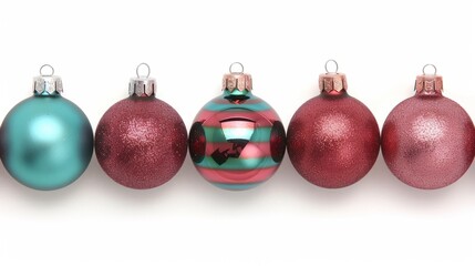 Wall Mural - Colorful Christmas ornaments in a row.