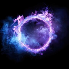 Poster - A vibrant, swirling circle of purple and blue smoke against a black background, creating an ethereal and mystical atmosphere.