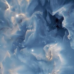 Wall Mural - abstract cosmic space art in soothing blue tones.