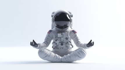 Poster - A serene astronaut meditating in a minimalist environment.