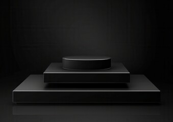 Poster - Black tiered display platform minimalist design