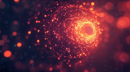 Poster - Abstract visualization of a swirling cosmic vortex with glowing particles.