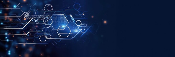 Poster - Abstract Digital Network Hexagon Technology Design