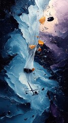 Wall Mural - abstract cosmic fantasy art with swirling blue and purple shades featuring bright lights and surreal