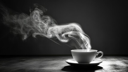 Leinwandbilder - Minimalistic yet profound, the graceful spirals of smoke emanating from a tea cup contrast beautifully with the dim backdrop.
