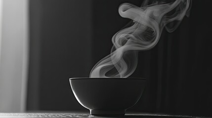 Leinwandbilder - Minimalistic yet profound, the graceful spirals of smoke emanating from a tea cup contrast beautifully with the dim backdrop.
