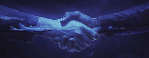 Poster - A symbolic handshake representing partnership and collaboration in a technological context.