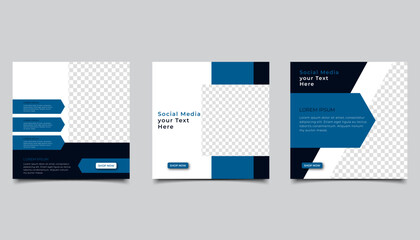 Wall Mural - set of editable minimal square banner template. suitable for social media post and web internet ads.