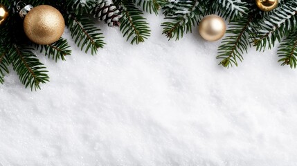 Wall Mural - Festive arrangement with snow and ornaments.
