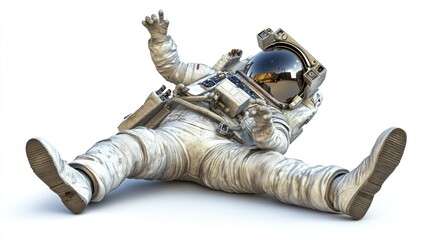 Aufkleber - An astronaut in a spacesuit is lying on the ground, appearing to have fallen.