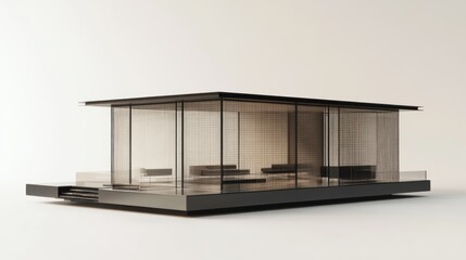 Aufkleber - Modern architectural design featuring a sleek, minimalist structure with glass elements.