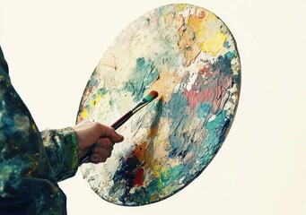 Poster - A painter holds a colorful palette, ready to create art with a brush.