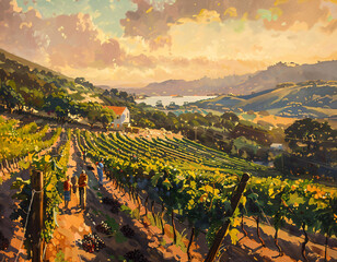 Sticker - Vineyard Sunset Harvest