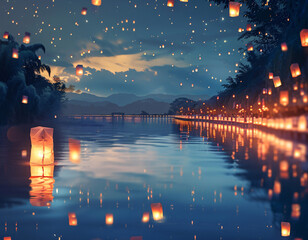 Wall Mural - Floating Lanterns