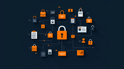 Aufkleber - creative representation of cybersecurity training with locks and data