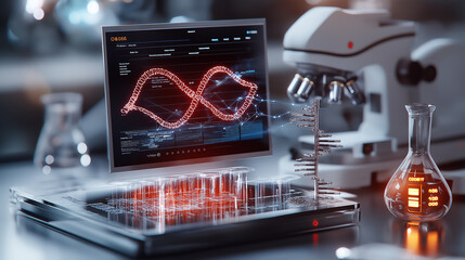 Poster - Futuristic health tech lab with advanced DNA analysis and equipment