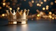 © nilawan - Celebrating royalty golden crown sparkling against bokeh lights decorative art festive atmosphere close-up view symbol of power