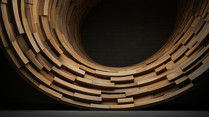 Poster - visually striking wooden abstract sculpture with circular design