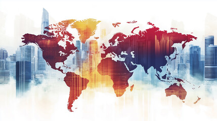 Poster - World map showing international business and global communication