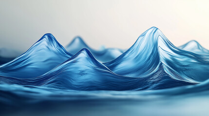Poster - Abstract blue glassy mountains rising from water surface