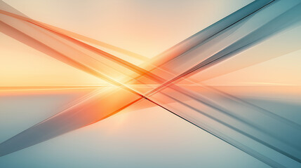 Poster - Abstract orange and teal lines converging in center creating bright light effect