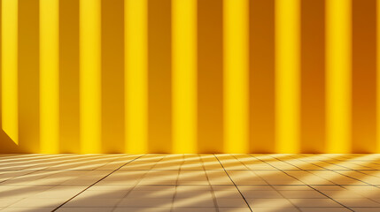 Leinwandbilder - Sunlight casting shadows on yellow wall and tiled floor
