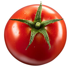 Poster - Ripe tomato close-up, top view. Isolated on a transparent background.