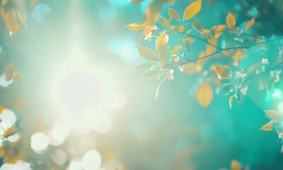 Poster - Serene Autumn Leaves with Bokeh Light at Sunset in Vibrant Colors : Generative AI