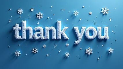Poster - A blue background with snowflakes and the words 