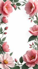 Poster - A white background with pink flowers surrounding it