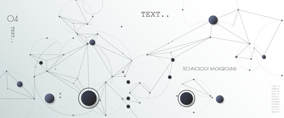 Aufkleber - Vector illustration molecule, Network Connection. Element of geometric shape, wave line, dot, on white background. Modern graphic design for web site. Digital Technology, science, futuristic concept