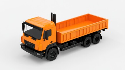 Poster - A bright orange dump truck designed for transporting materials in construction and industry.