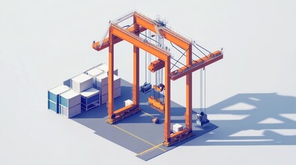 Poster - A modern gantry crane with shipping containers, designed for loading and unloading cargo.