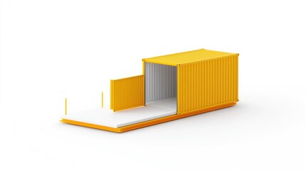 Poster - A yellow shipping container with an open door, showcasing a simple design for storage.