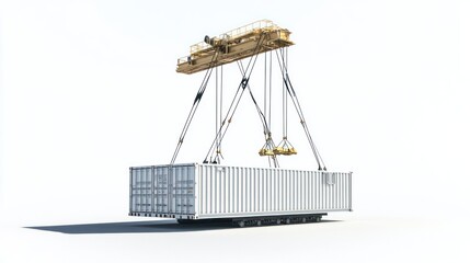 Poster - A crane lifting a shipping container for transport or loading purposes.