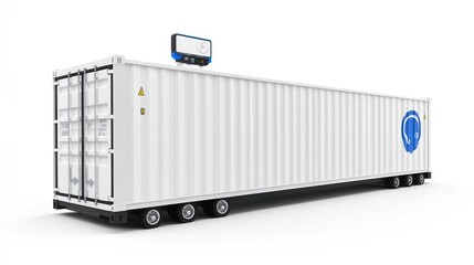 Poster - A large shipping container with a monitoring device on top, designed for logistics and transport.