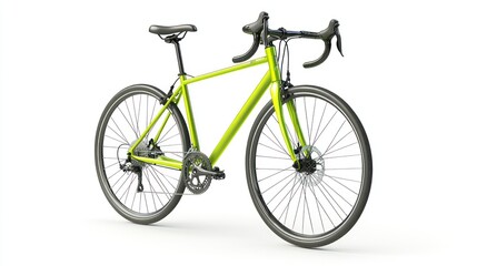 Poster - A vibrant green bicycle designed for road cycling, showcasing its sleek frame and disc brakes.