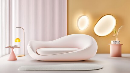 Poster - A pastry-inspired sofa featuring smooth curves and indulgent comfort, surrounded by soft lighting and cozy home decor for a nostalgic vibe.