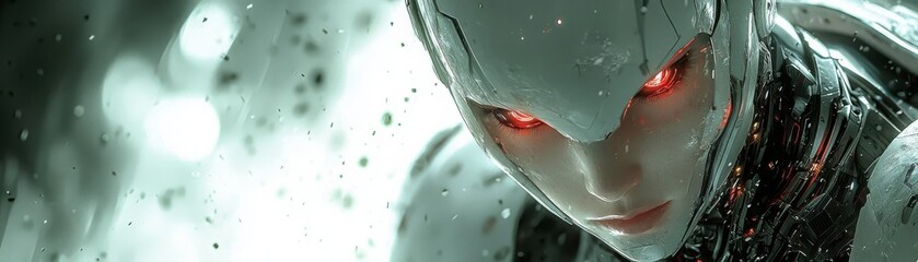 Poster - Exploring automation's impact on society through thought-provoking imagery in a futuristic setting