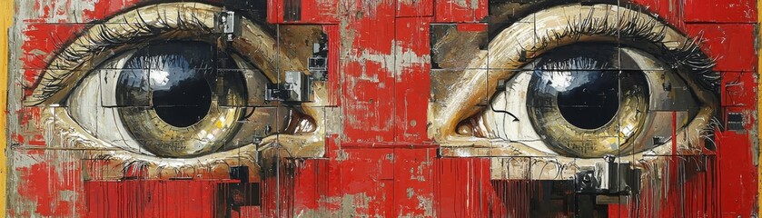 Poster - Exploring the impact of technology on human perception in urban environments artistic expression visual art thought-provoking concept