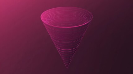 Fototapete - A digital illustration of a 3D cone shape with concentric lines in a gradient background.