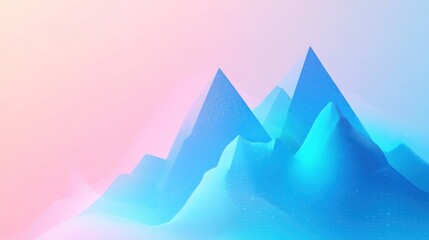 Aufkleber - Abstract representation of mountains with a gradient background in blue and pink hues.