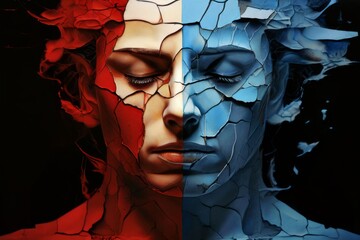 Poster - conflicted a torn divided self a sense of internal conflict and