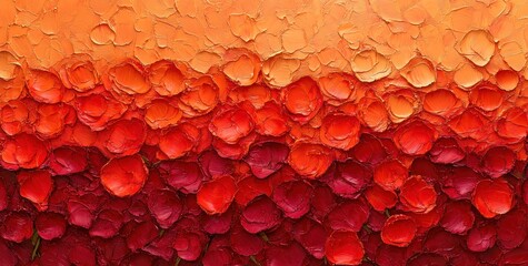 Poster - A textured painting of roses in vibrant shades of orange, red, and deep burgundy.