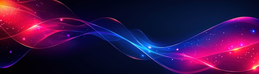 Poster - Abstract Pink Blue Wave Energy Flow Background Design