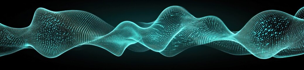 Aufkleber - Abstract digital wave pattern in teal tones representing sound or data visualization.